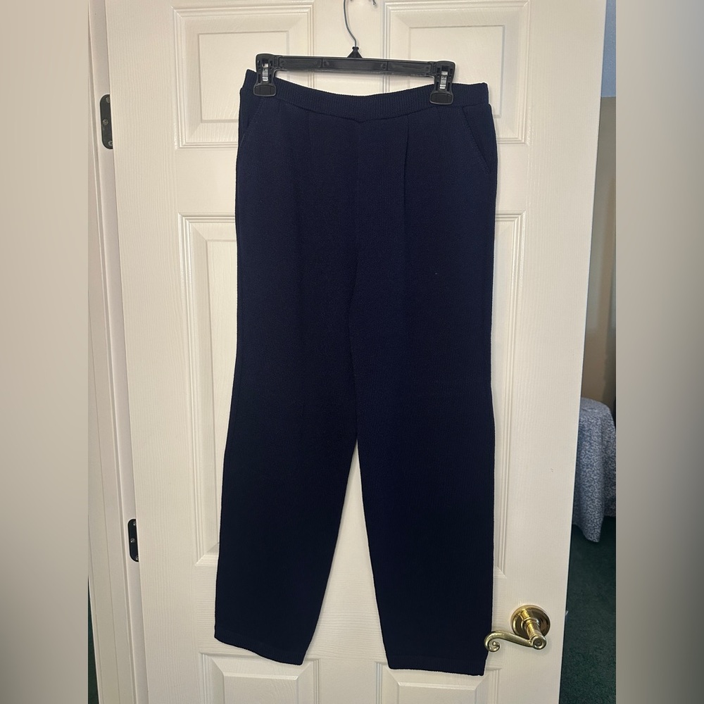Classic Navy Blue Knit Trousers